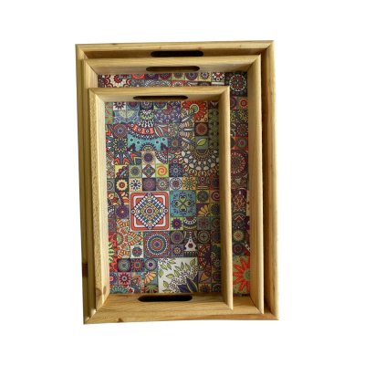 3lü Mandala Baskı Tepsi
